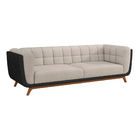 Sofá 2 Lugares 200cm Coin Courino Preto | Linho Off White - S